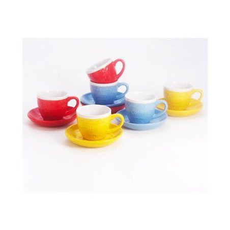set di tazzine caffe' amicasa con piattino colori assortiti