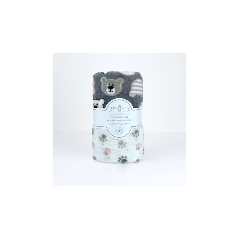 coperta carrozzina baby idea pfco orso 90x65cm grigio