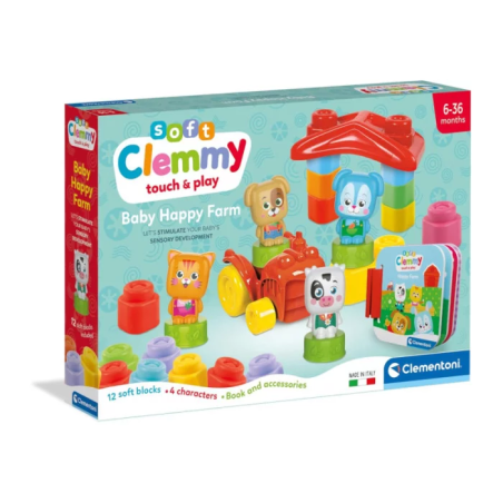 set da gioco clementoni soft clemmy baby happy farm multicolore [17884]