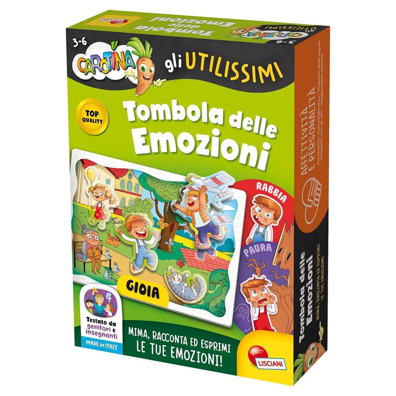 gioco educativo lisciani carotina gli utilissimi tombola delle emozioni