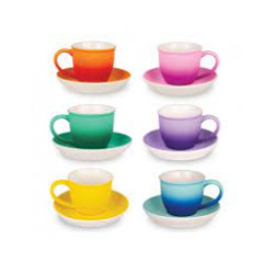 set tazzine caffe' amicasa ruby con piattino a colori assortiti