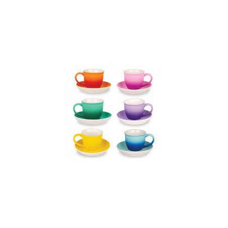 set tazzine caffe' amicasa ruby con piattino a colori assortiti