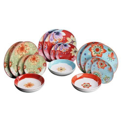 servizio piatti amicasa art.38 flowers multicolore 18pz