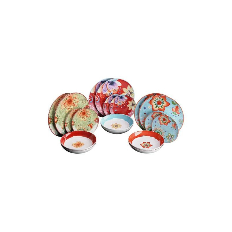 servizio piatti amicasa art.38 flowers multicolore 18pz