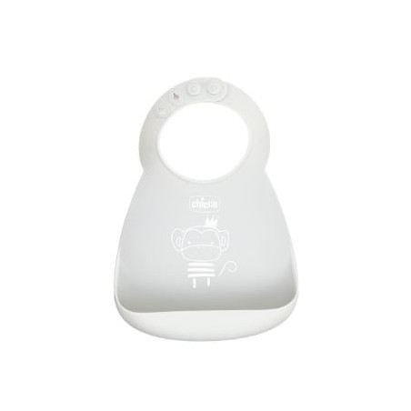 bavaglino chicco in silicone con tasca grigio