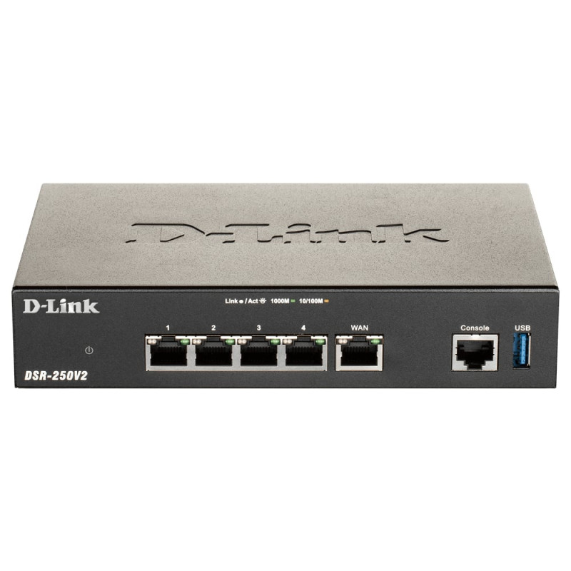 router da tavolo d-link dsr-250v2 ethernet/lan/wifi/802.11g/128-bit/nero