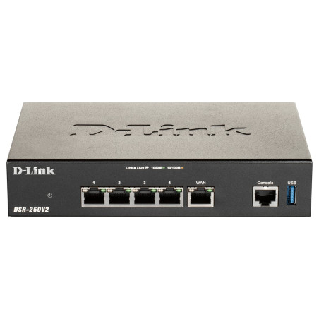 router da tavolo d-link dsr-250v2 ethernet/lan/wifi/802.11g/128-bit/nero