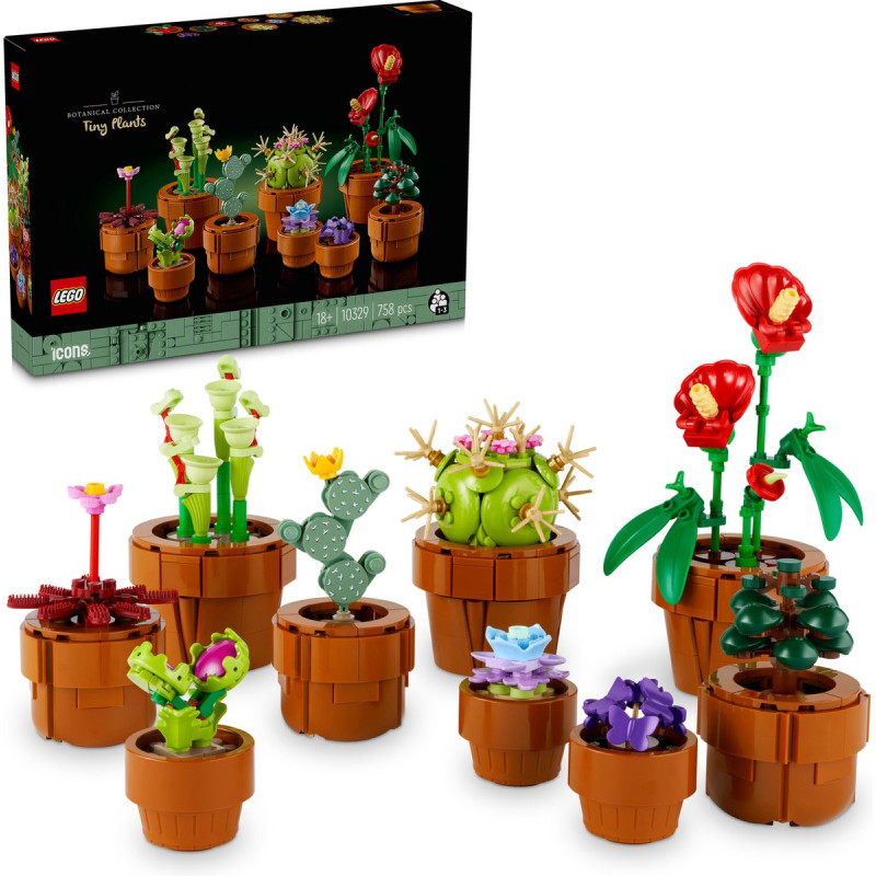 set da costruzione lego icons mini piante collezione botanica multicolore