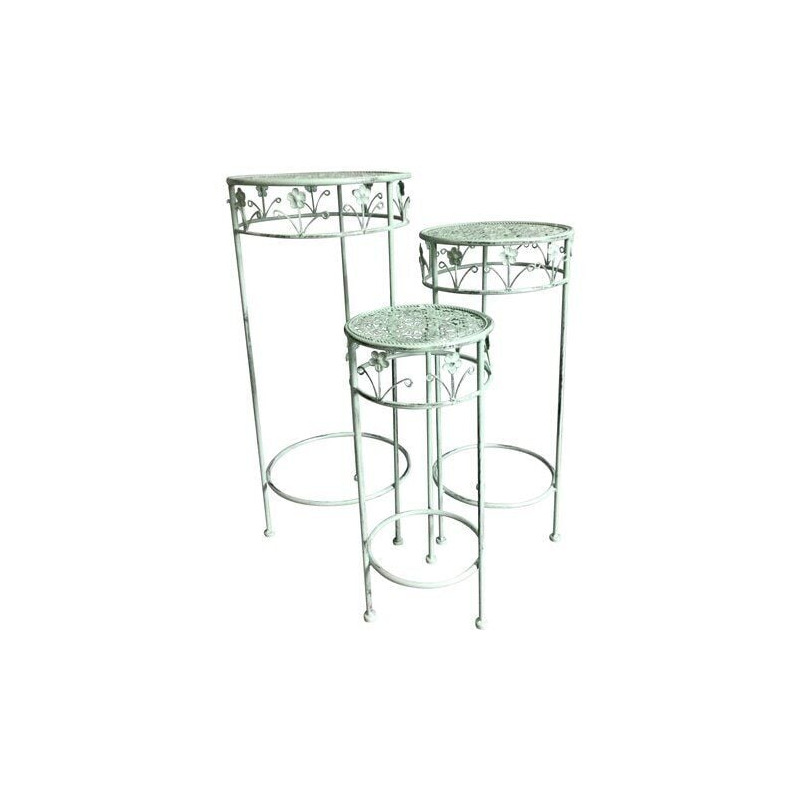porta piante amicasa set di 3 supporti tondi verde salvia anticato