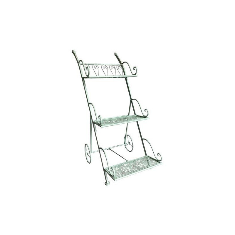 porta piante amicasa carrello 3 ripiani verde salvia anticato