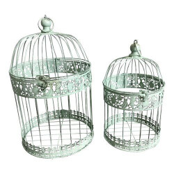 gabbia uccelli amicasa set 2pz verde salvia anticato