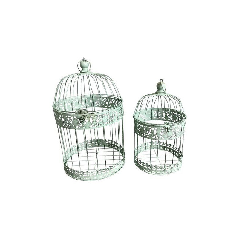 gabbia uccelli amicasa set 2pz verde salvia anticato