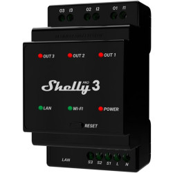 interruttore rele' shelly pro 3 trifase a 3 canali nero [pro3]