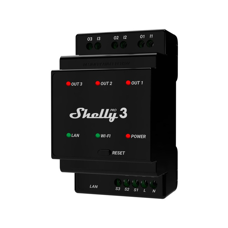 interruttore rele' shelly pro 3 trifase a 3 canali nero [pro3]