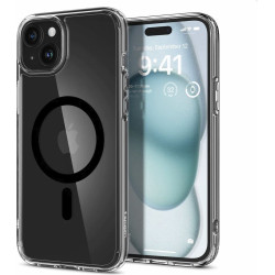 custodia spigen ultra hybrid per iphone 15 transparente/nero [8809896751247-acs06803]