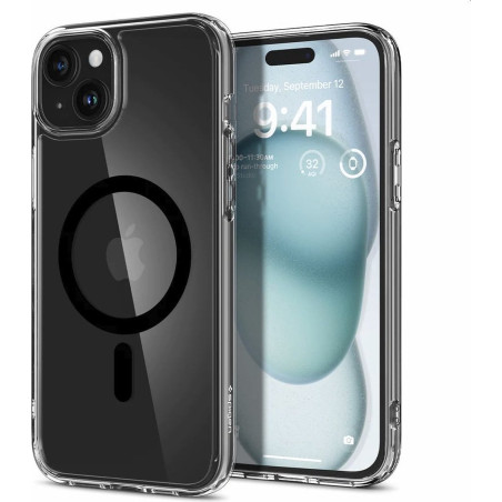 custodia spigen ultra hybrid per iphone 15 transparente/nero [8809896751247-acs06803]