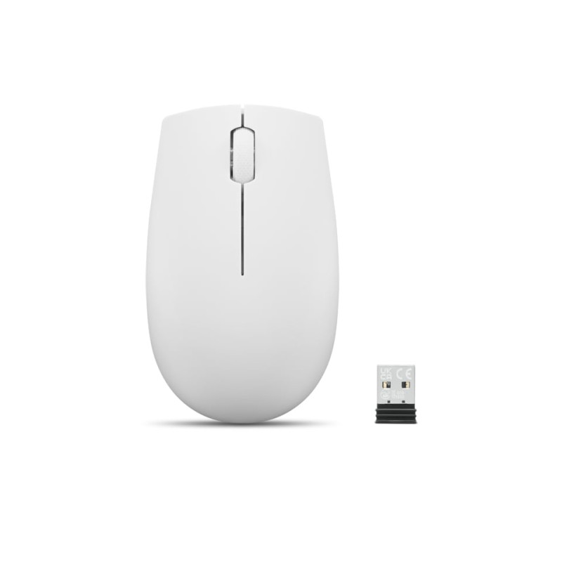 mouse lenovo 300 senza fili/ambidestro/ottico 1000dpi 3pulsanti grigio