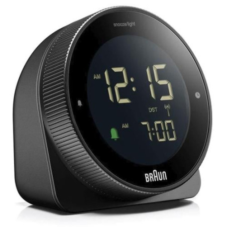 sveglia digitale braun bc 24 b dcf con funzione snooze lcd nero [67619]