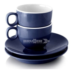 set di tazzine caffe brunner dolomit con piattino blu 2pz