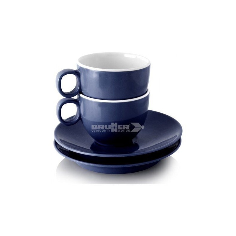 set di tazzine caffe brunner dolomit con piattino blu 2pz