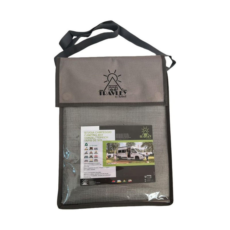 stuoia arisol travley campeggio tappeto telo 250x290cm grigio/nero