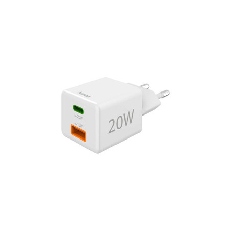 alimentatore di rete hama mini 1x usb-c pd/1x usb-a qc 20w