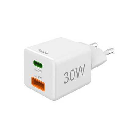 alimentatore da rete hama usb-a/usb-c 30w bianco [201992]