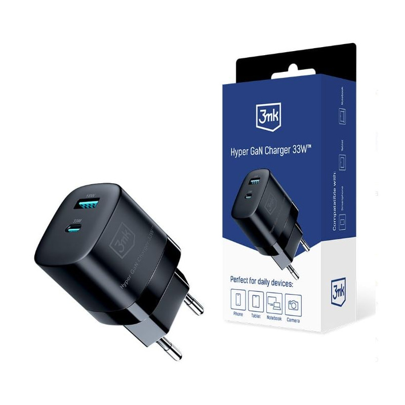 alimentatore da rete 3mk hyper gan charger 33w nero [5903108541268]