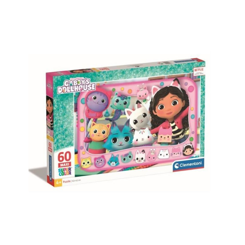 puzzle clementoni maxi supercolor gabby's dollhouse 62x42cm multicolore