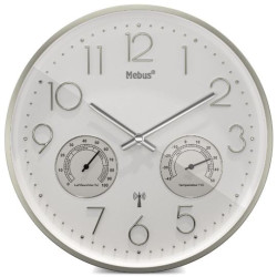 orologio da parete mebus radiocontrollato bianco/argento [12989]