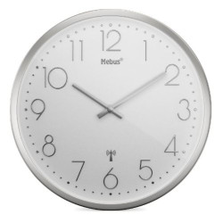 orologio da parete mebus radiocontrollato bianco/argento [19776]