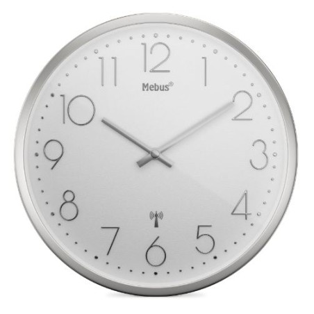 orologio da parete mebus radiocontrollato bianco/argento [19776]