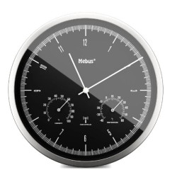 orologio da parete mebus radiocontrollato nero/argento [19777]