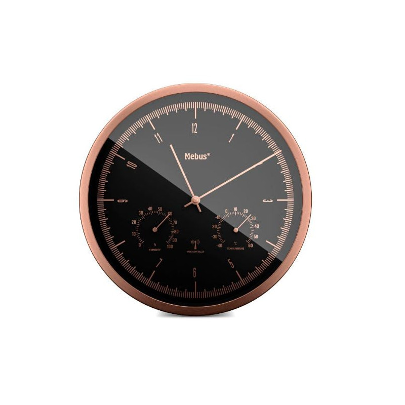orologio da parete mebus radiocontrollato rame/nero [19778]