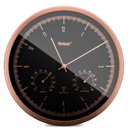 orologio da parete mebus radiocontrollato rame/nero [19778]