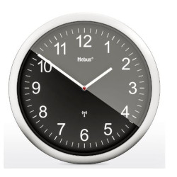 orologio da parete mebus radiocontrollato nero/argento [19812]