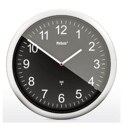 orologio da parete mebus radiocontrollato nero/argento [19812]