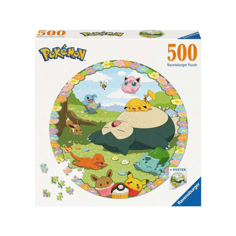 puzzle ravensburger rotondo pokemon in fiore multicolore 500pz