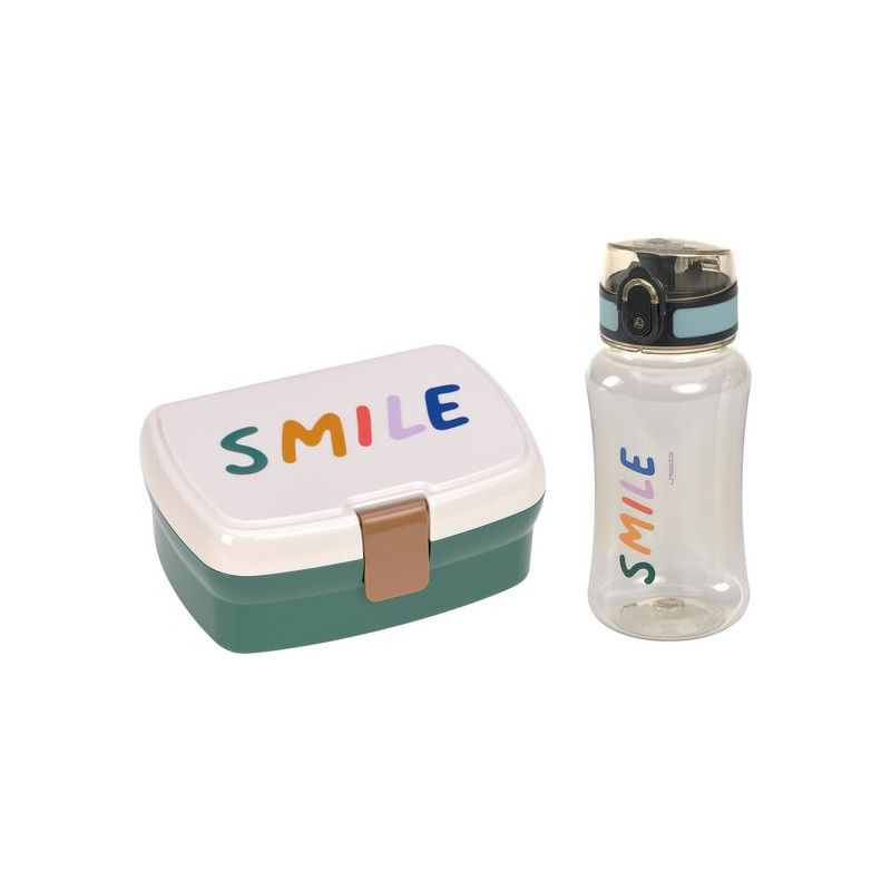 set pranzo lassig little gang smile portapranzo e bottiglia d'acqua