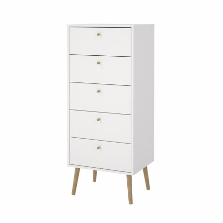 cassettiera tvilum bodo 5 cassetti 50.2x39.1x120.1cm bianco