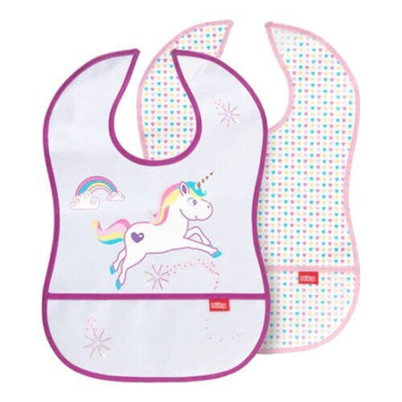 set bavaglini nuby nv09001 con tasca raccoglibriciole 28.4x24.2x0.4cm