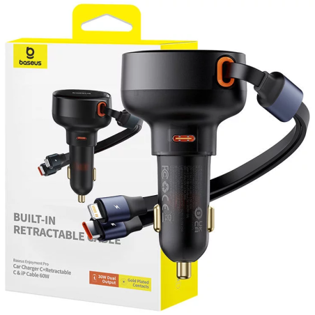 caricabatteria da auto baseus enjoyment usb-c con cavo usb-c/lightning