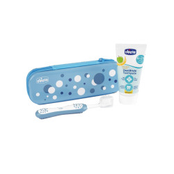 set spazzolino chicco set dentini 6m+ azzurro