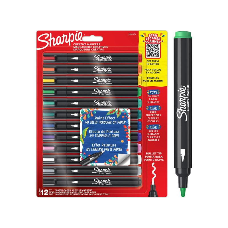 pennarelli sharpie creative marker a vernice acrilica assortito 12pz