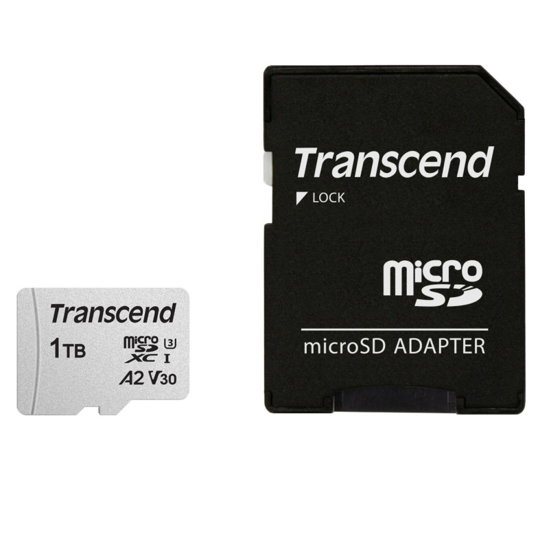 1tb scheda micro sdxc transcend usd300s 3d nand classe 1 argento