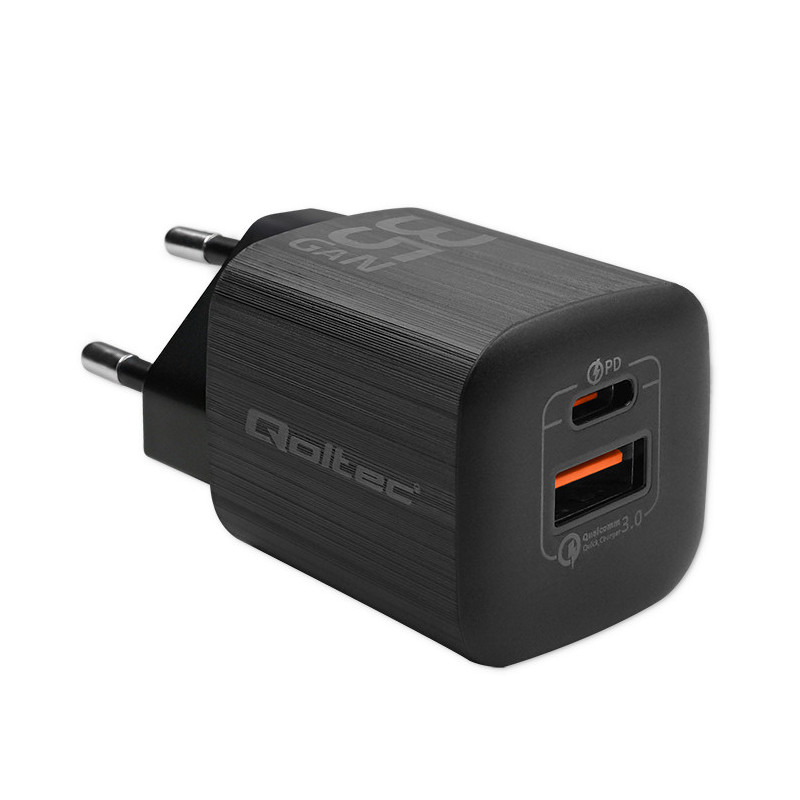 alimentatore da rete qoltec gan ultra 35w usb-c/usb 3.0 nero
