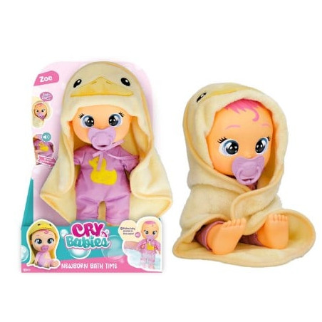 bambola imc toys cry babies zoe newborn bath 26cm multicolore