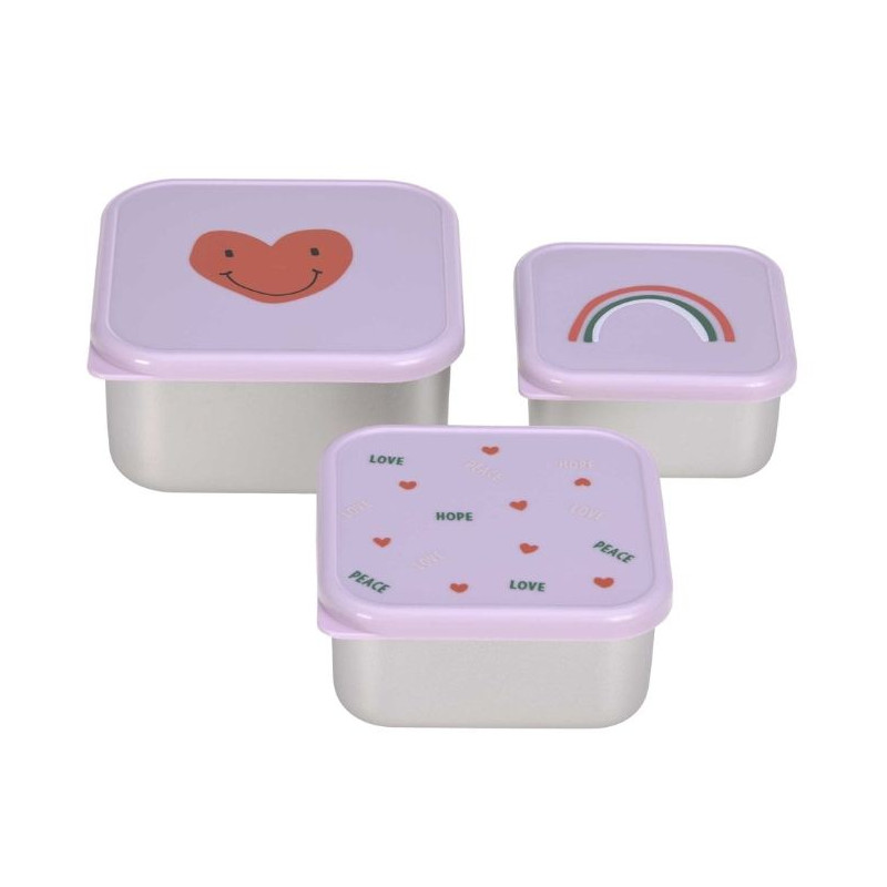 set di contenitori alimenti lassig happy rascals heart lavanda 3pz