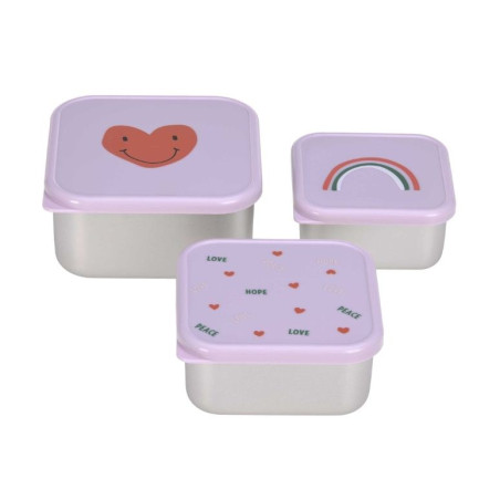 set di contenitori alimenti lassig happy rascals heart lavanda 3pz