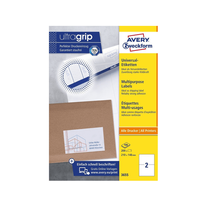 etichette universali avery zweckform 100 fogli a4 210x148mm bianco